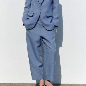 ZARA Women's Tapered Pants(Blue, US XL/EUR XL)